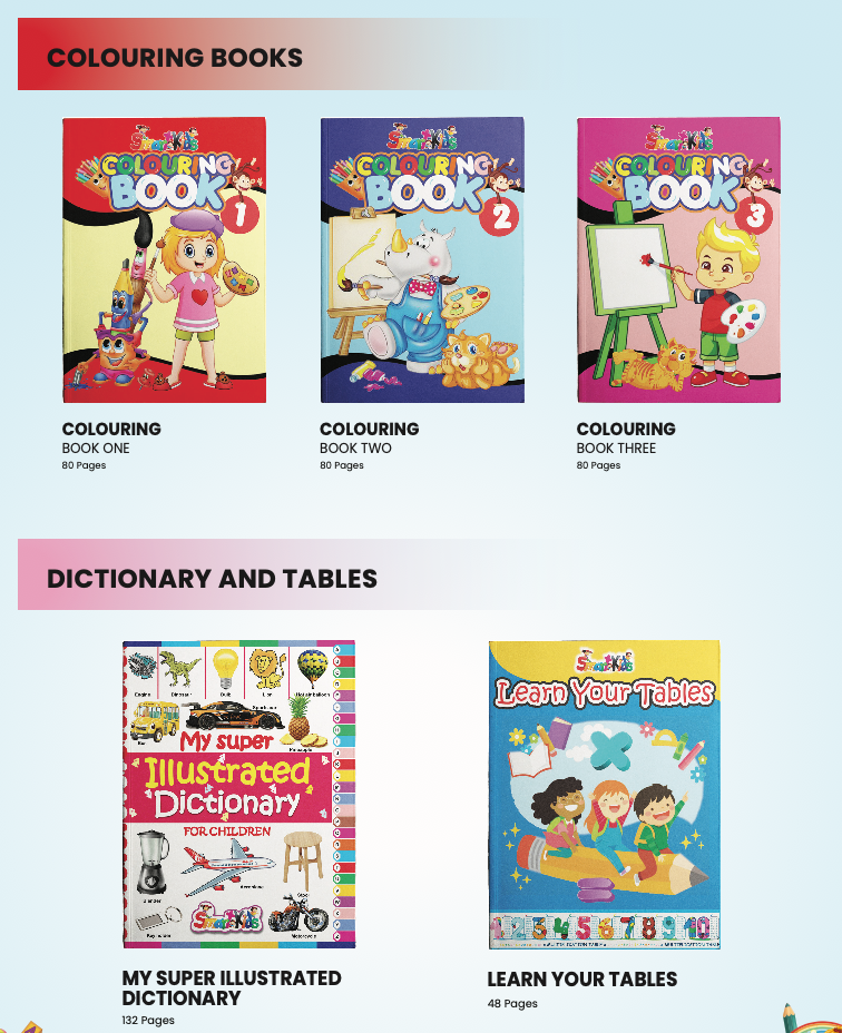 COLOURING, DICTIONARY & TABLES 